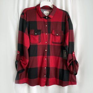 New York Laundry women's shirt. Long sleeve. Red-black. Size 1X. New NWT